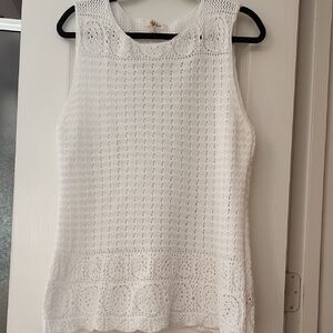Style& Co White Pointell Sleeveless Top